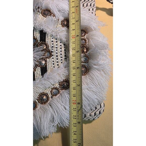 America & Beyond Crossbody Purse Beaded PomPom Natural NEW‎ - Picture 7 of 7